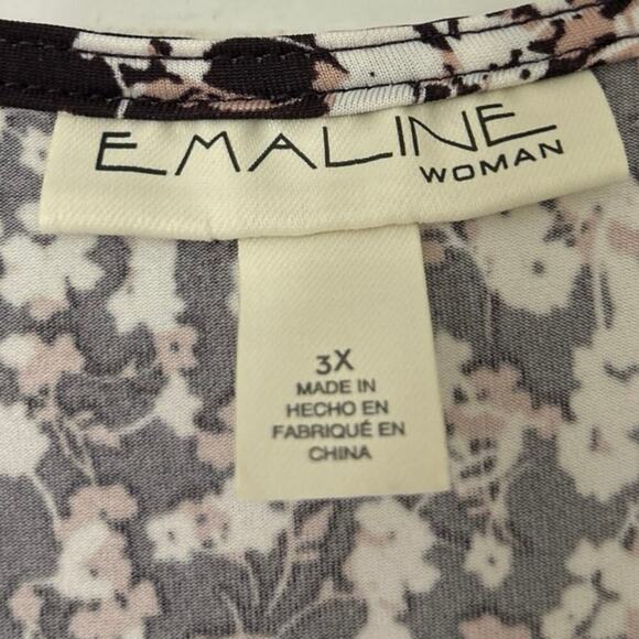Emaline Brown Ditsy Floral Jersey Knit Top Size 3X Feminine Casual Career - Picture 9 of 10